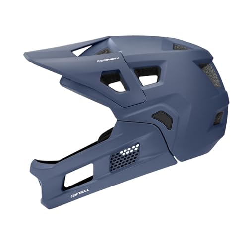 harayaa Mountain Bike Helm Fahrradhelm mit Bequem Abnehmbarem Kinnsteak, Blau von harayaa