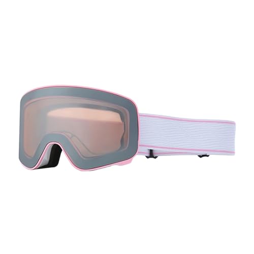 harayaa Skibrille für Outdoor Aktivitäten, Schutzbrille für Wintersport Und Motorrad, Weißer Und Rosa Rahmen von harayaa