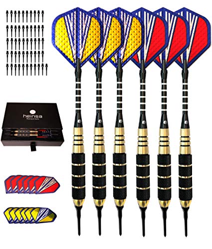 heinsa Soft Darts Pfeile, Dartpfeile mit Kunstoffspitze 18g, Softdarts E Dart, 6 Stück von heinsa