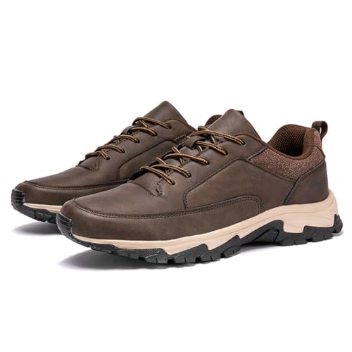 Bestofoot Mens Shoes, Outdoor Hiking Shoes Men's Casual Sports Leather Sneakers with Arch Support (Brown,EU 44) von heofonm