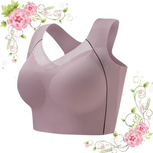 heofonm Full Cup Pads Large Size Breathable Bras for Ladys Women, Push up Posture Correction Bra (Pink,4XL) von heofonm