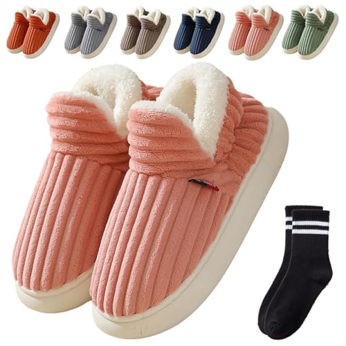 heofonm Pluffi Cozy Stylish Slipper, Pluffi Slipper Booties, Unisex Winter Fuzzy Warm Plush Lining Home Cloud Slide (Pink,42-43) von heofonm