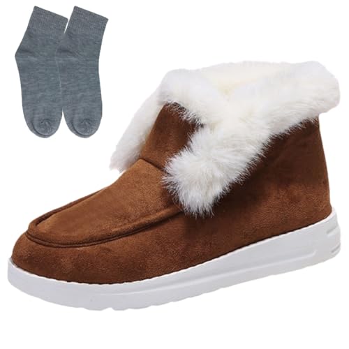 heofonm Pubyfun Senior Comfy Winter Ankle Boots Women, Ladies Warm and Comfortable Casual Snow Boots, Slip on Boots (Brown,43 EU) von heofonm