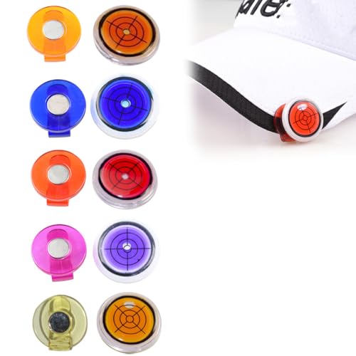 heofonm Relativelk Golf Ball Marker Round Cap Clip Mark with Level Function, Bubble Level Golf Ball Marker, Attaches Easily to Golf Cap, Golf Ball Marker Level, for Men Women Golfer (5PCS Mix) von heofonm