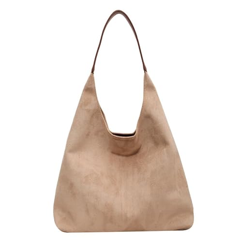 heofonm Suede Hobo Bags for Women,Brown Suede Shoulde Tote Bag,Suede Bag,Suede Shoulder Bag for Work (Beige) von heofonm