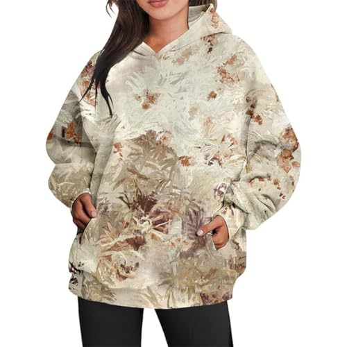 heofonm Womens Camo Hoodie Maple Leaf Print Oversized Hoodies Sweatshirts Classic Fleece Pullover with Pocket (C,M) von heofonm