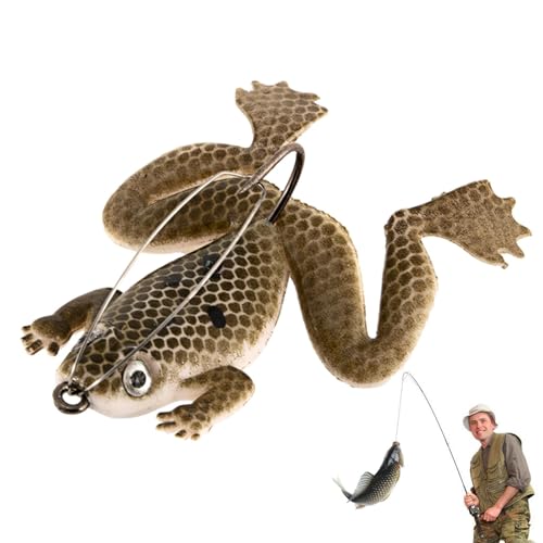 higyee Froschköder,Topwater Frog Realistische Angelköder Swimbait Froschköder | Weicher schwimmender Schwimmköder, Barsch-Angelköder, Froschköder für Salzwasser-Süßwasserbarsch-Hecht von higyee