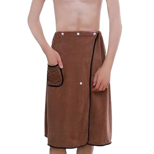 hindraem Weiches Herren Duschtuch mit schnell trocknendem und starkem Wasseraufnahme Wickelhandtuch aus Polyester für Frauen beim Camping, Khaki von hindraem