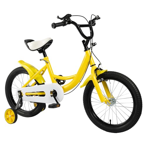 hinnhonay 16 Zoll Kinderfahrrad, Gelb Freestyle Fahrrad mit Vordere Klemmbremse und Hintere Haltebremse für Von 5-8 Jungen Mädchen Kinder von hinnhonay