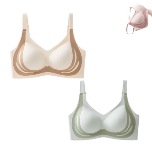 hnomrsk Leistungsstarker Push-Up-BH, nahtloser BH, Haltungskorrektur-BHs, leicht gefüttert, glättende Bralettes (2 Stück, E, XL) von hnomrsk