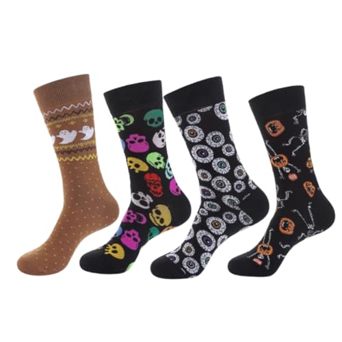 hnomrsk Lustige Bunte Socken, lustige, verrückte, Coole Socken, Strümpfe aus gekämmter Baumwolle (One Size,4 Pcs D) von hnomrsk