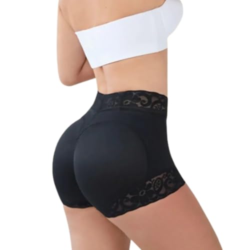 hnomrsk Nahtlose Po-Lifting-Shorts, hohe Taille, Damen, Spitze, klassisch, für den täglichen Gebrauch, Bodyshaper, Po-Lifter, Panty zum Glätten (Schwarz, XL) von hnomrsk