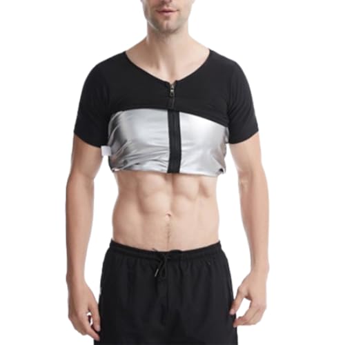 hnomrsk Saunaanzug für Männer, Schwitz-Saunajacken, Trainingsshirt, Body Shaper, Schlankheits-Fitness-Shapewear-Shirt (L/XL,Silver) von hnomrsk