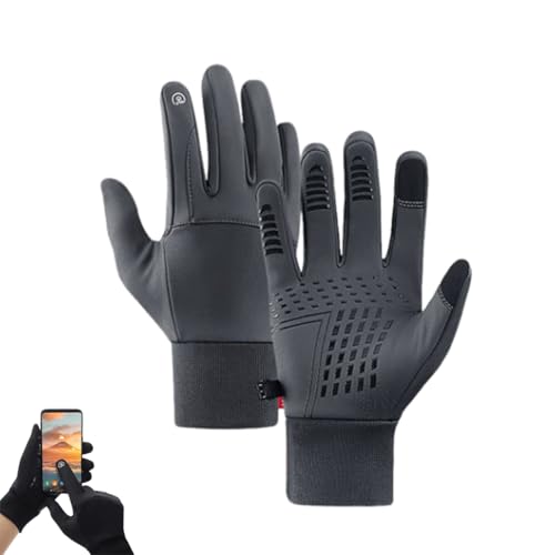 hnomrsk Winddichte, warme Touchscreen-Handschuhe für Männer und Frauen zum Radfahren, Laufen und Outdoor-Aktivitäten (Medium,Gray A) von hnomrsk