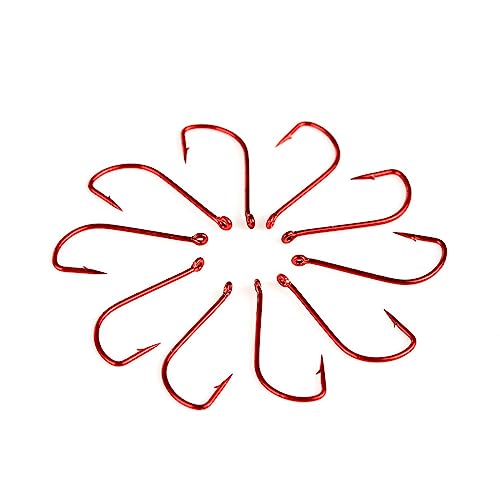 Angelhaken, 10 Stück Angelhaken Karpfen-Angelhaken aus Hartstahl mit beringtem Widerhaken, Einzelhaken mit Öse for Angeln,Angelhaken für Angeln(8#) von huangwei-2018