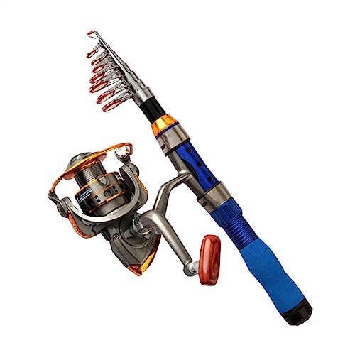 Angelrute, Tragbare Teleskop Angelrute FRP Faser Angelrute Meer Boot Felsen Fisch Angelrute Hohe Qualität Angelrolle 1,5 m/1,9 m/2,3 M, tragbare Angelrute(Color:1.9m Rod with Reel) von huangwei-2018