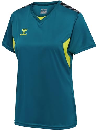 hummel Damen Hmlauthentic Pl Jersey S/S Woman T-Shirt, Blue Coral/Sulphur Spring, S EU hummel Damen Hmlauthentic Pl Jersey S/S Woman T-Shirt, Blue Coral/Sulphur Spring, S EU von hummel