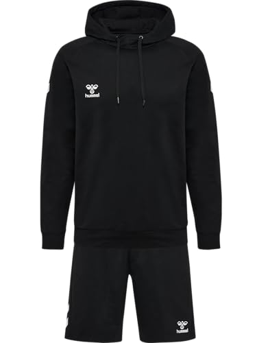hummel Mover Cotton Hoodie Set - Unisex Kapuzenpullover mit Vordertasche und shorts mit Kordelzug, angenehme Baumwolle Qualität, Casual Training & Sportbekleidung, Schwarz (1er Pack) hummel Mover Cotton Hoodie Set - Unisex Kapuzenpullover mit Vordertasche und shorts mit Kordelzug, angenehme Baumwolle Qualität, Casual Training & Sportbekleidung, Schwarz (1er Pack) von hummel