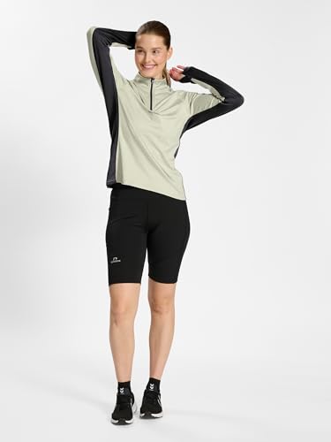 hummel Newline Damen Mesa Half-Zip Longsleeve Laufbekleidung Lauftop Beige - Schwarz L von hummel