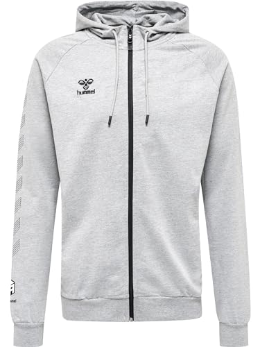 hummel Unisex Hmlmove Grid Cotton Zip Hoodie Hooded Sweatshirt, Grey Melange, S EU von hummel