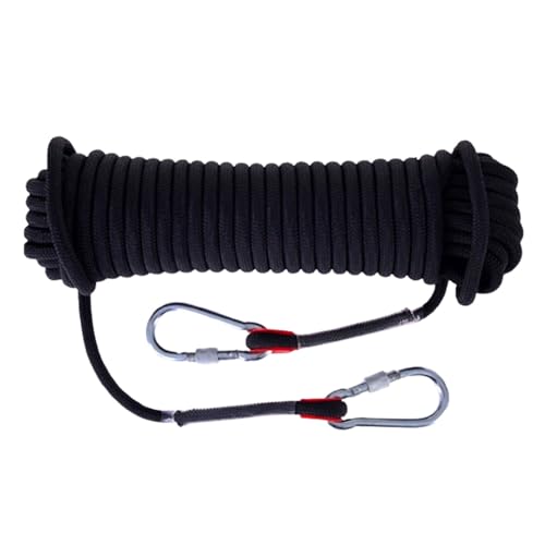 hxoity 8mm Outdoor-Kletterseil 32ft 49ft 66ft 82ft 98ft 115ft 131ft 148ft 164ft 328ft 656ft Statisches Kletterseil Zum Wandern Bergsteigen Ausbildung Rettung Feuerflucht(Black,8mm x 60m) von hxoity