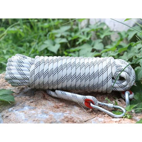 hxoity 8mm Statisches Kletterseil Aus Nylon 49ft 82ft 115ft 148ft 295ft 591ft Hochfestes Sicherheits Kletterseil Ankerdock-Linien Baum-Zugseil Für Indoor Und Outdoor Übungen(White,8mm x 50m) von hxoity