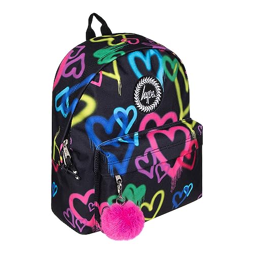 hype Schwarzer Graffiti-Rucksack mit Herzmotiv, Schwarz/Mehrfarbig, Einheitsgröße, Casual hype Schwarzer Graffiti-Rucksack mit Herzmotiv, Schwarz/Mehrfarbig, Einheitsgröße, Casual von hype