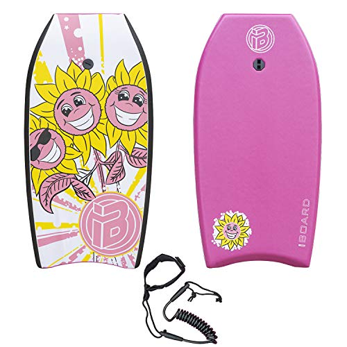 iBOARD Bodyboard 41inch, Pink, Leichtes Bodyboard mit EPS-Bezug, Premium-Leine und Handschlaufe, Surfen für Kinder und Erwachsene von iBOARD