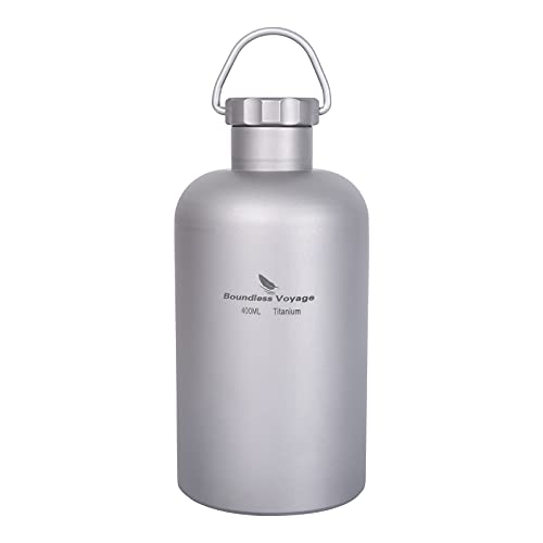 iBasingo 400ml Titanflasche Camping Tragbare Wasserkrug Outdoor Großmund Kantine Sport Trinkflasche mit auslaufsicherem Deckel Water Bottle für Wandern Klettern Laufen Täglich Verwendet Ti3001D von iBasingo