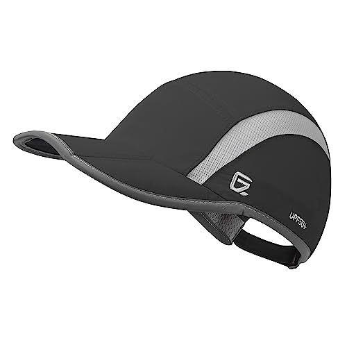 iBasingo Baseball Cap Weiche Krempe Leichte Atmungsaktiv Schnell Trocknend Outdoor Sport Lauf Sonnenhut UPF50 + für Männer Frauen (Schwarz) BVH02 von iBasingo