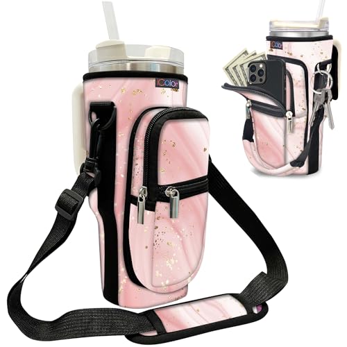 icolor Stanley Tragetasche für Stanley Becher mit Griff, Flaschenhalter mit Handyfach, Schultertasche, Tasche für Stanley Cup-Zubehör von iCOLOR