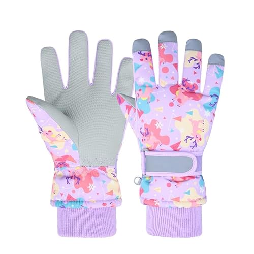 iGreenify Skihandschuhe für Kinder, Winter, Snowboard, Schnee, warm, wasserdicht, verdickte Fingerhandschuhe, warme Handschuhe, Violett, 9-13 Jahre von iGreenify