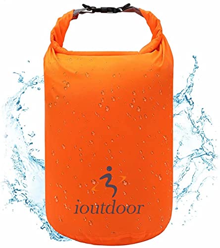 ioutdoor Dry Bag 2L/5L/10L/20L/40L/70L wasserdichte Tasche, Ultra-Light Trockensack Wasserdicht, Abriebfest, Reißfest, für Kajakfahren, Strand, Schwimmen, Camping, Wandern Reisen (Orange, 10L) von ioutdoor