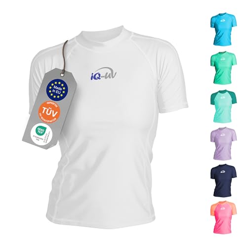 iQ-UV Shirt für Damen Kurzarm Weiß XL – Rash Guard Schwimmshirt für Damen aus recyceltem Material – UV-Schutz Badeshirt für Damen zum Schwimmen, oder Sport – funktionales Surf-Shirt für Damen iQ-UV Shirt für Damen Kurzarm Weiß XL – Rash Guard Schwimmshirt für Damen aus recyceltem Material – UV-Schutz Badeshirt für Damen zum Schwimmen, oder Sport – funktionales Surf-Shirt für Damen von iQ-UV