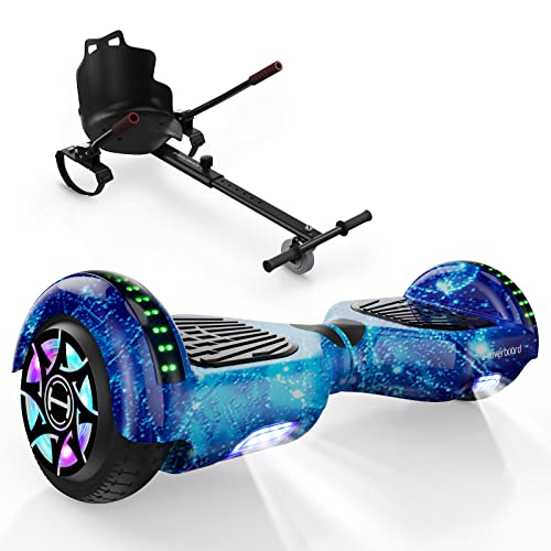 iScooter Hoverboard mit Sitz - Hoverkart Set 6,5 Zoll Kinder, mit Bluetooth und LED-Farblichträder, Go-Kart komplett , Geschenk für Junge und Mädchen von iScooter