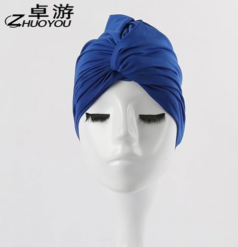 iSpchen Badekappe Bademütze Schwimmkappe Plissee Dehnbare Polyester Schwimmen Swimming Cap Badehaube Weiche Komfortable Elastische Badekappen,Blau von iSpchen