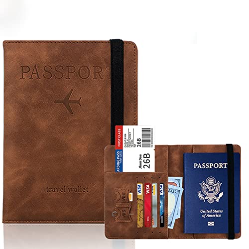 iSpchen Reisepasshülle Leder Passport Hülle Reisedokumententasche Reise Brieftasche Kreditkarten Kartentasche mit RFID-Blocker Schutzhülle Reisepass Hülle Passport Cover Reisepass Tasche von iSpchen