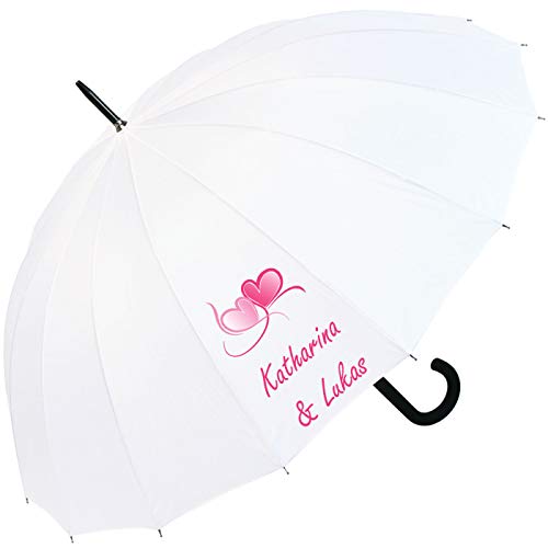 iX-brella 16-teiliger Hochzeitsschirm mit Automatik Herzen personalisiert mit Namen von iX-brella