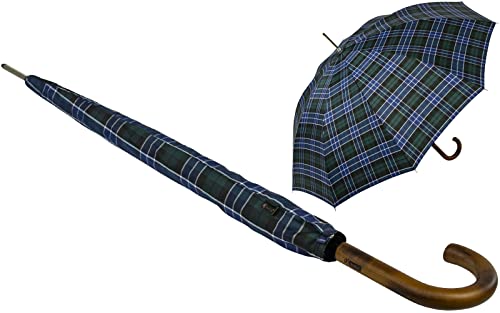 iX-brella Herren-Stockschirm Automatik mit Echtholz-Rundhakengriff - Karo blau-grün iX-brella Herren-Stockschirm Automatik mit Echtholz-Rundhakengriff - Karo blau-grün von iX-brella