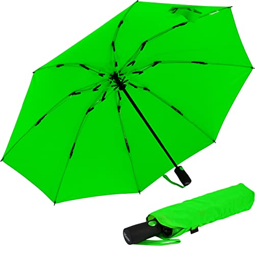 iX-brella Sturmschirm Voll-Fiberglas Taschenschirm groß 106 cm - mit farbigen Speichen - neon-grün von iX-brella