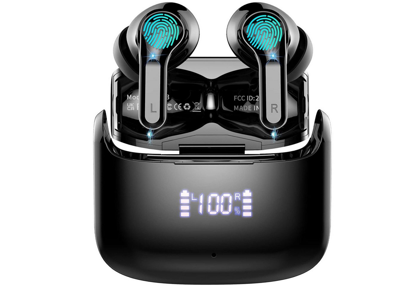 ibettertec Bluetooth Kopfhörer,Kopfhörer Kabellos Bluetooth 5.3 In Ear Kopfhörer Bluetooth-Kopfhörer (MA derselbe Bestseller mit 4 ENC Mikrofon,2024 Neue Kabellose Kopfhörer Noise Cancelling Earbuds mit 40H Deep Bass,USB-C,IP7 Wasserdicht Ohrhörer, IPX7 wasserdichte Ohrhörer,Tiefer Bass,Bluetooth Kopfhörer for Sport) von ibettertec