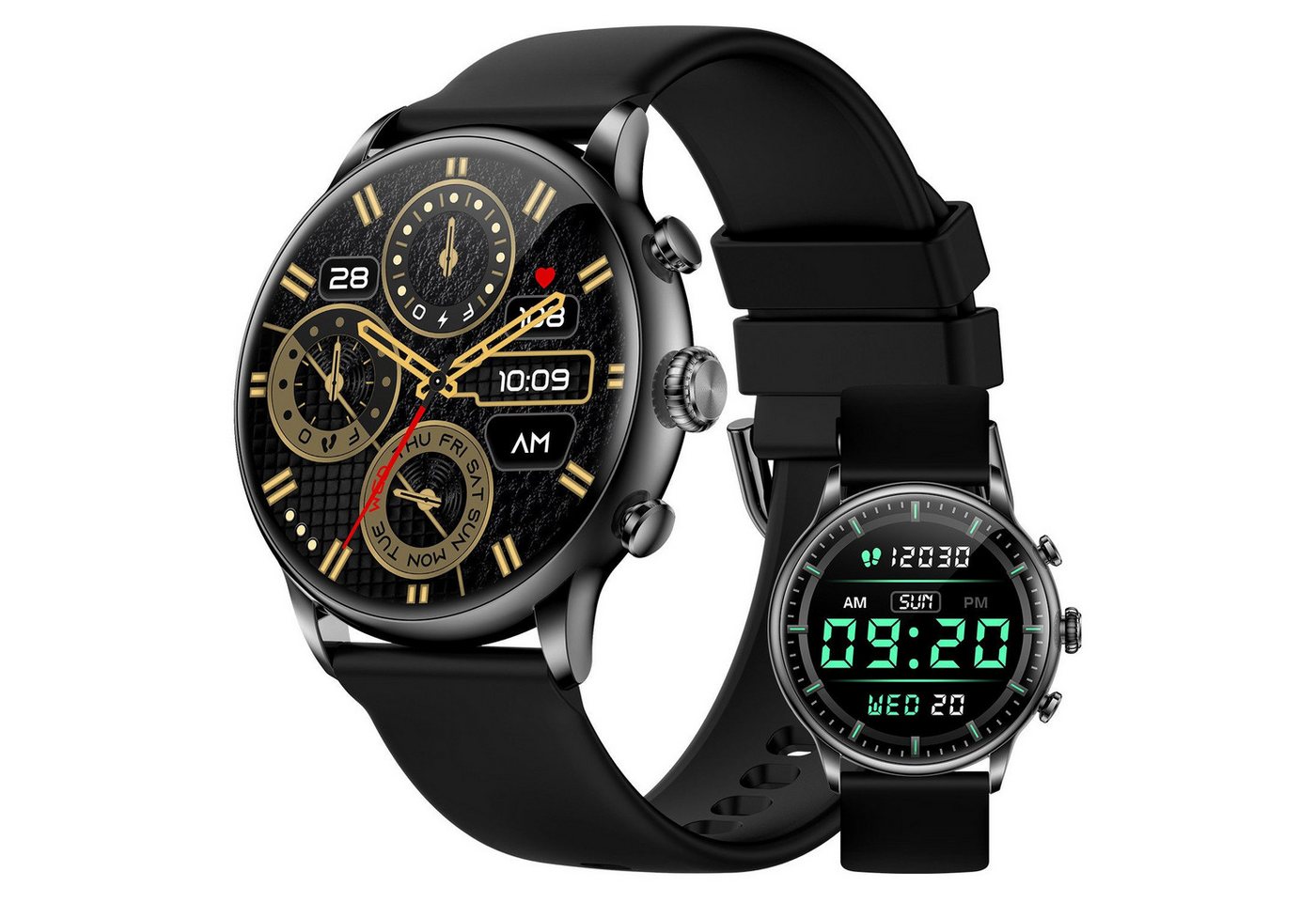 ibettertec Smartwatch Damen Herren, Fitness Tracker Telefon Uhr mit Anruffunktion Smartwatch (1.43 Zoll), Schlafmonitor Stoppuhr Musiksteuerung, Aktivitätstracker, Uhren Watch für iOS und Android von ibettertec