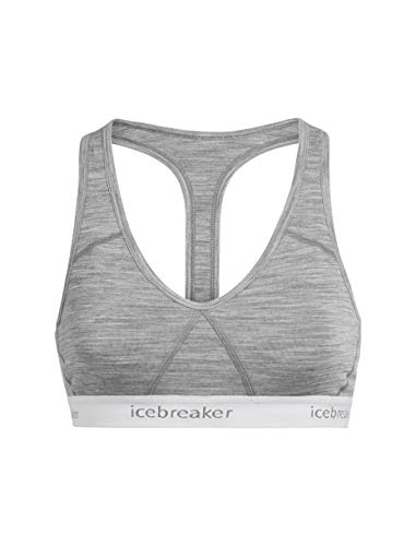 Icebreaker Merino Sprite Racerback Sport-BH für Damen, Merinowolle - Weicher Workout-BH für Frauen mit niedriger bis mittlerer Unterstützung - Premium Damenbekleidung - Metro Heather, X-Small von Icebreaker