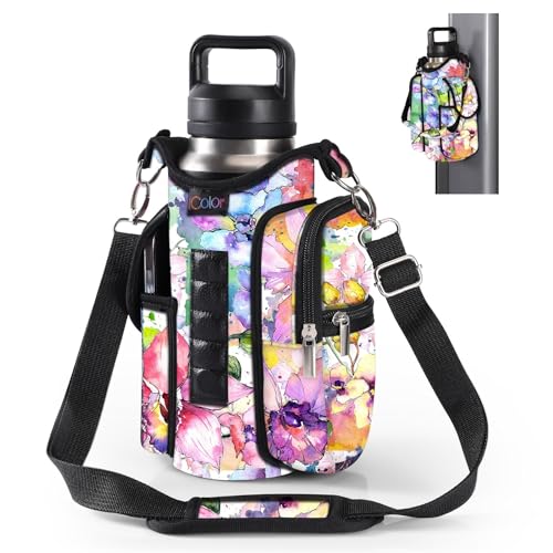 icolor Magnetische Wasserflasche Tasche Gym Magnetischer Tasche mit Handyfächern Magnetische Flaschenhalter Träger Sport Fitnessstudio Magnetischer Turnbeutel (Neopren, Farbe-Blume) icolor Magnetische Wasserflasche Tasche Gym Magnetischer Tasche mit Handyfächern Magnetische Flaschenhalter Träger Sport Fitnessstudio Magnetischer Turnbeutel (Neopren, Farbe-Blume) von icolor