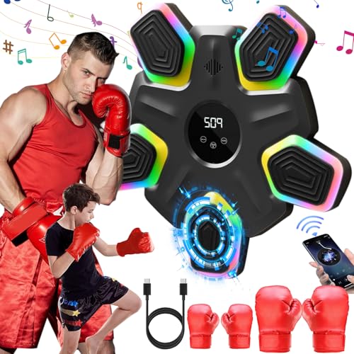 idudu Music Boxing Machine,LED Elektronische Musik Boxing Machine mit Boxhandschuhen, 9 Geschwindigkeitsmodi und Zählmodus, Boxtrainingsgeräte für Erwachsene und Kinder von idudu