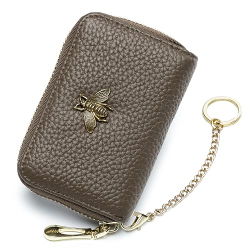 imeetu RFID-Kreditkartenhalter, kleines Lederetui mit Reißverschluss, Kartenetui für Damen, Pro - Taupe Grey, Pro, Classic von imeetu