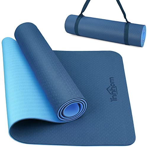 Yoga Matte innhom 8MM dicke Gymnastikmatte für Herren, Trainingsmatte für Yoga, Pilates, Zuhause, Fitnessstudio, Yogamatte, rutschfest, mit Tragegurt von innhom