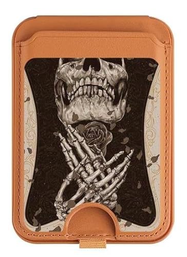 Magnetischer Kartenhalter mit Totenkopf-Rose, für iPhone 16, 15, 14, 13 Pro Max, mehrfarbig von innovedesire