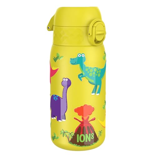 ION8 Kinder Trinkflasche, Edelstahl 400ml, Auslaufsicher, Einhandöffnung, Sichere Verriegelung, Spülmaschinenfest, Klappdeckel, Tragegriff, Leicht zu Reinigen, Langlebig & Kratzfest,Dinosaurier Design ION8 Kinder Trinkflasche, Edelstahl 400ml, Auslaufsicher, Einhandöffnung, Sichere Verriegelung, Spülmaschinenfest, Klappdeckel, Tragegriff, Leicht zu Reinigen, Langlebig & Kratzfest,Dinosaurier Design von ion8
