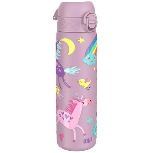 Ion8 Vakuumisolierte Edelstahl-Trinkflasche, 500 ml, Auslaufsicher, Einhandöffnung, Sichere Verriegelung, Spülmaschinenfest, Tragegriff, Leicht zu Reinigen, Langlebig & Kratzfest, Einhorn Design Ion8 Vakuumisolierte Edelstahl-Trinkflasche, 500 ml, Auslaufsicher, Einhandöffnung, Sichere Verriegelung, Spülmaschinenfest, Tragegriff, Leicht zu Reinigen, Langlebig & Kratzfest, Einhorn Design von ion8